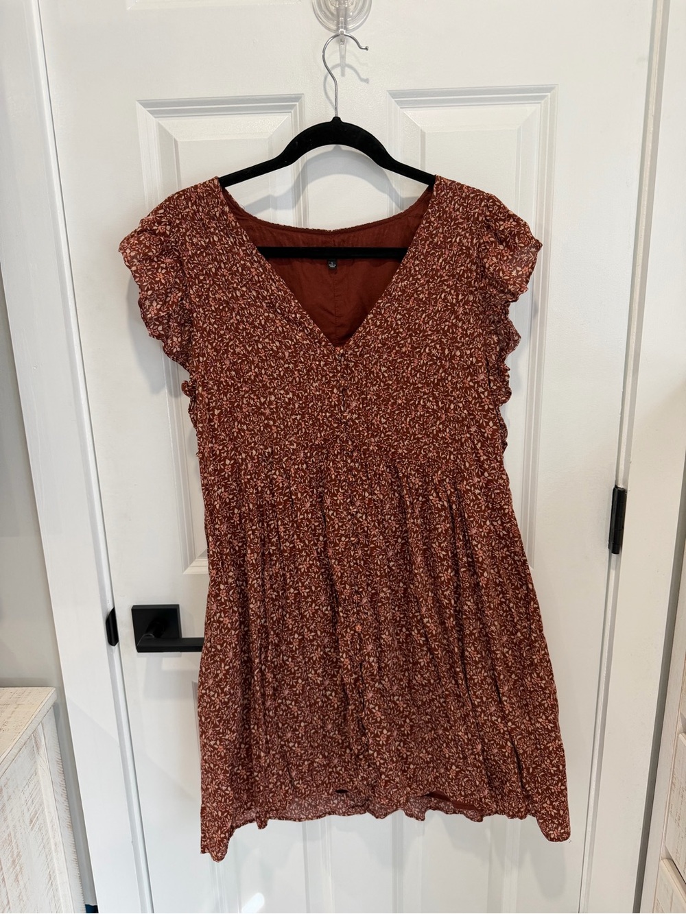 Madewell Floral Mini Dress in Brown Size Large Like New